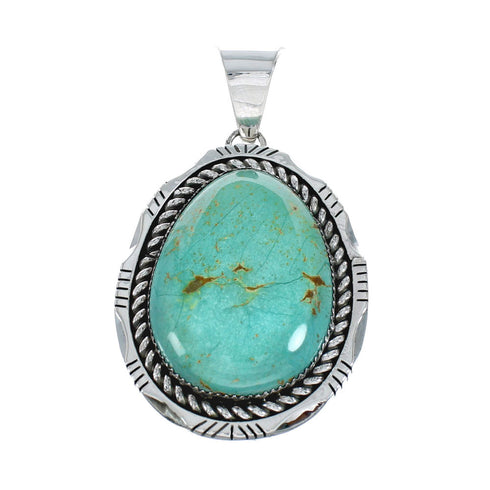 Authentic Navajo Kingman Turquoise Sterling Silver Pendant NN20434